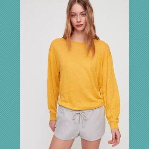 Wilfred Free Tan Tencel & Linen Blend Mid Rise Habitus Shorts